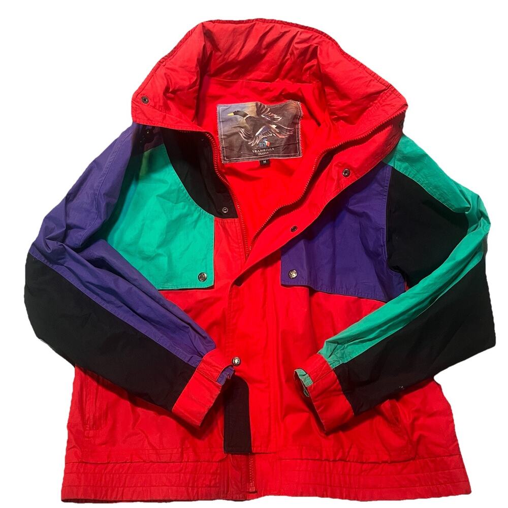 Vintage Brambilla Ski Jacket Men’s M Purple Green Red Duck Down Winter